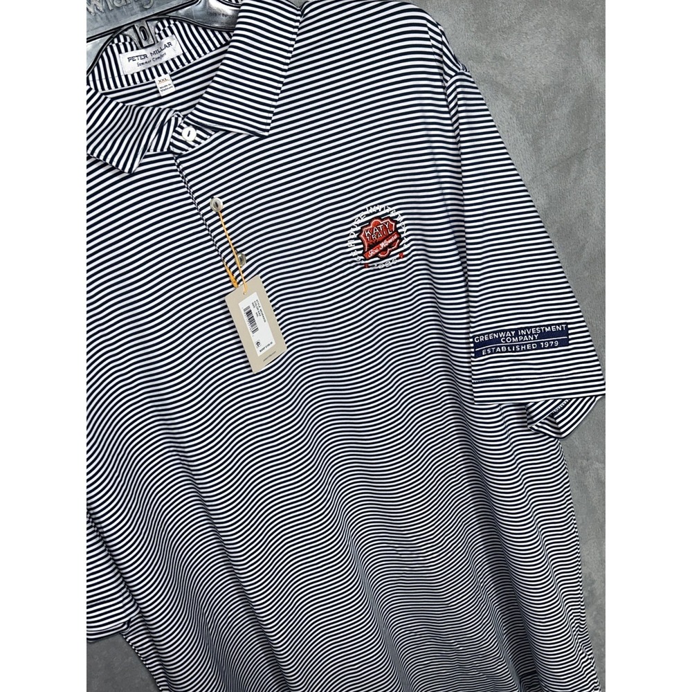 Peter Millar MEN'S XXL POLO NAVY PINStripe KATY TRAIL ICE House